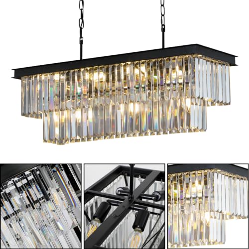 Black Crystal Chandeliers for Dining Room