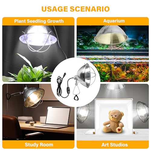 Clamp Lamp Light Socket with 10.5 Inch Aluminum Reflector