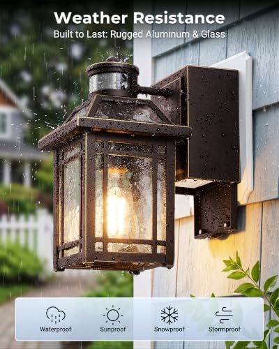 Bronze Exterior Lighting Fixtures with GFCI Outlet (Oil-Rubbed Bronze / Motion Sensor 1-Pack)