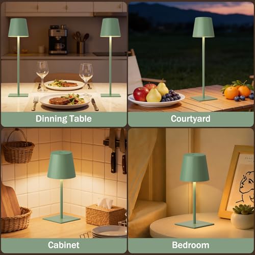 Green Cordless Rechargeable Table Lamp (2 Count)