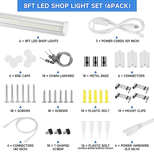 8FT U Shape 125W Integrated Tube Bright LED Light (6 Count)
