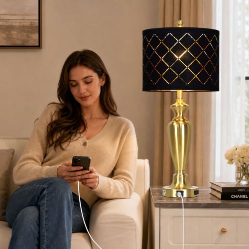 30" Tall Gold Table Lamps Set of 2 for Living Room & Bedroom (2 Count)