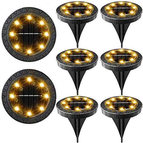 Solar Powered 8 Pack Outdoor LED Disk Lights (8 Count)