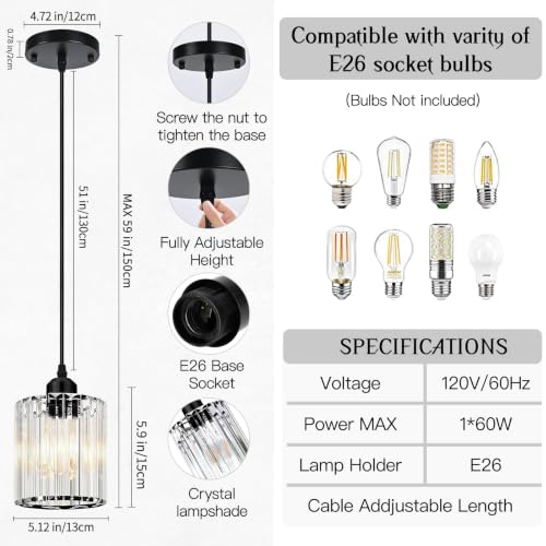 Black Pendant Lights Kitchen Island 2 Pack Island Lights for Kitchen