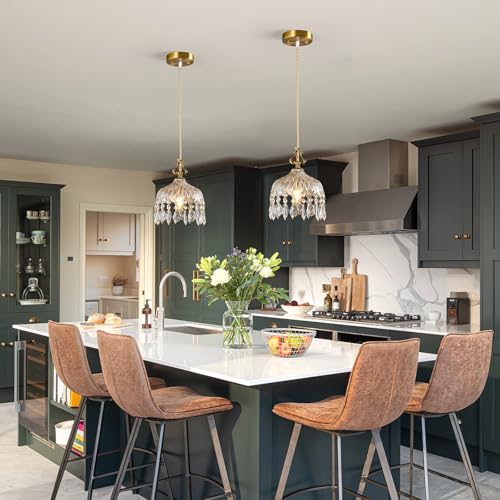 Brass Vintage Glass Pendant Light Crystal Hanging Light Fixtures