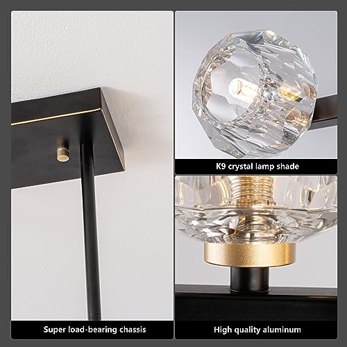Modern Crystal Chandelier Dining Room Light fixtures Black Chandeliers with Crystal Ball Shade 8