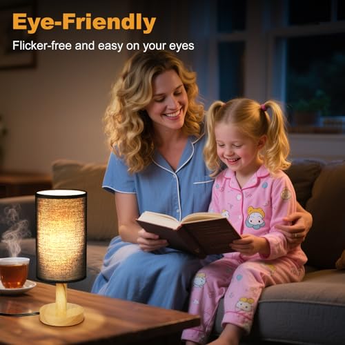 Black Small Bedside Table Lamp for Bedroom