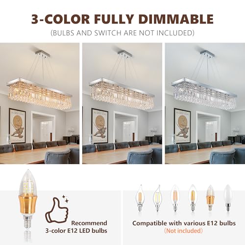 Modern Silver Rectangular Crystal Chandelier
