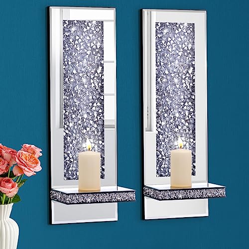 Mirrored Wall Candle Sconces Holder Set of 2 (2 Count)