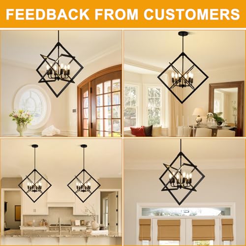 24" Modern Black Chandelier for Dining Room