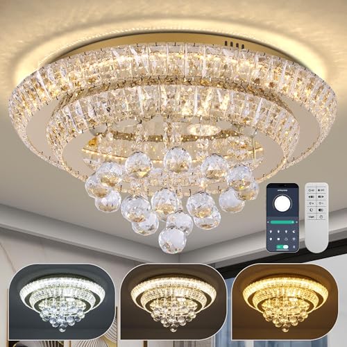 20" Gold Crystal Chandeliers