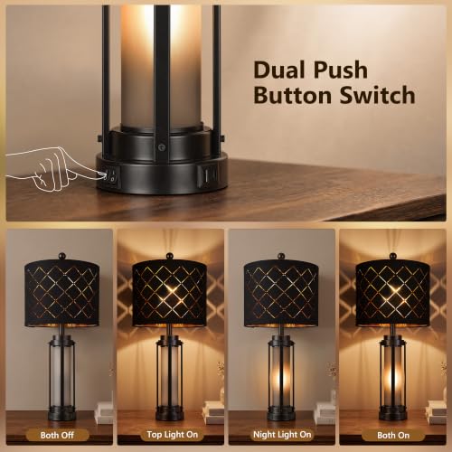 27'' Modern Table Lamp Set of 2 with Nightlight (2 Count)