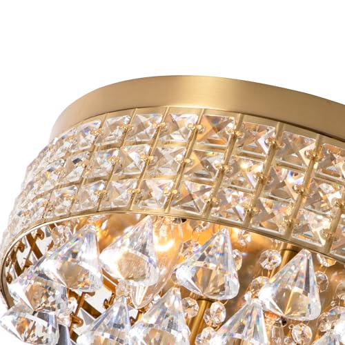 4 Lights Brass Crystal Chandelier