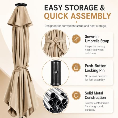 7.5FT Solar Patio Umbrella w