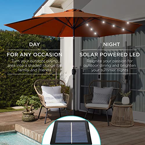 10ft Solar Polyester LED Lighted Patio Umbrella w (10 Feet)