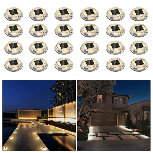 Solar Driveway Lights Dock Lights Waterproof 24 Pack (24 Count)