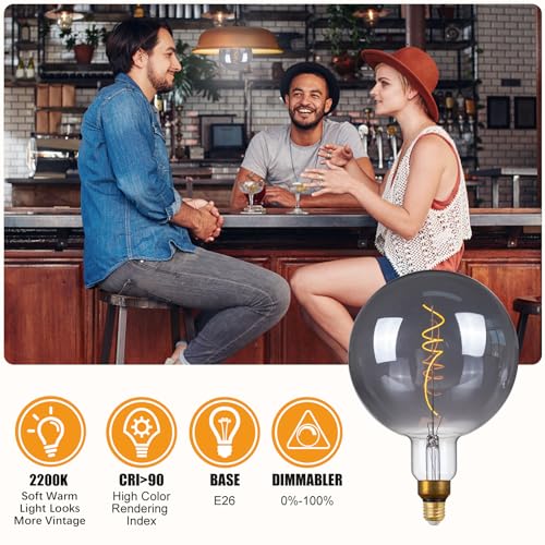 G200 Oversized LED Edison Light Bulb Dimmable 5W 200lm E26 2200K 1PC