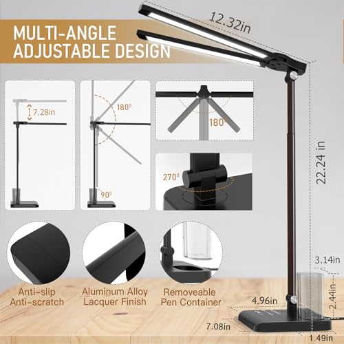 Retractable Dimmable LED Desk Lamp with USB Charging Port Desk Light
