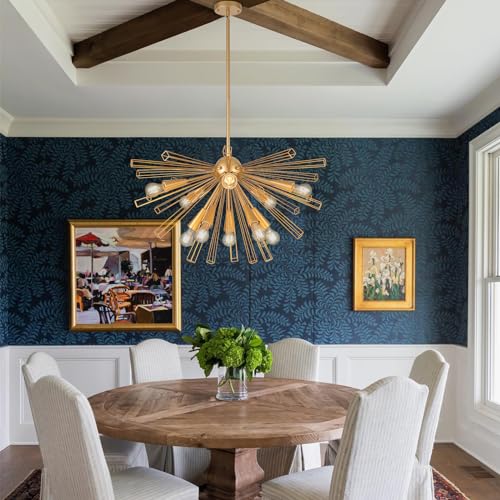 10 Light Gold Sputnik Chandeliers