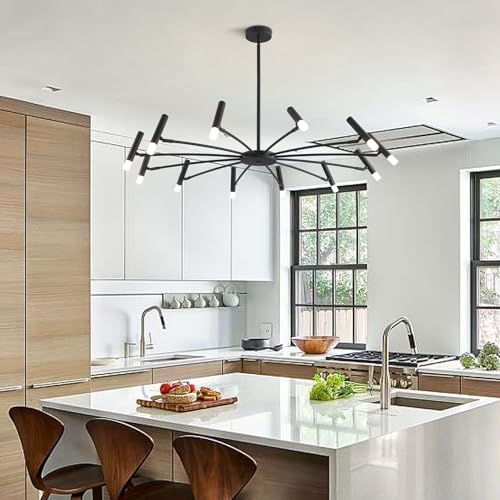 Mid Century Modern Sputnik Light Fixture Farmhouse Black Sputnik Chandelier Industrial Flush Mount Ceiling Light Vintage Schoolhouse Pendant Light