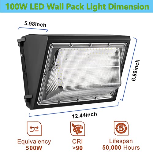 2PACK Dusk to Dawn 100W LED Wall Pack Light Fixture