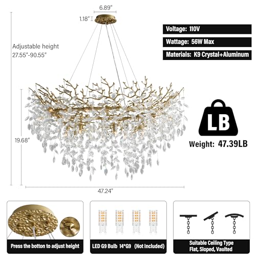 47" Modern Crystal Chandelier