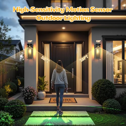 2 Pack Motion Sensor Outdoor Wall Light 15in Large Porch Lights for House (2 Count)