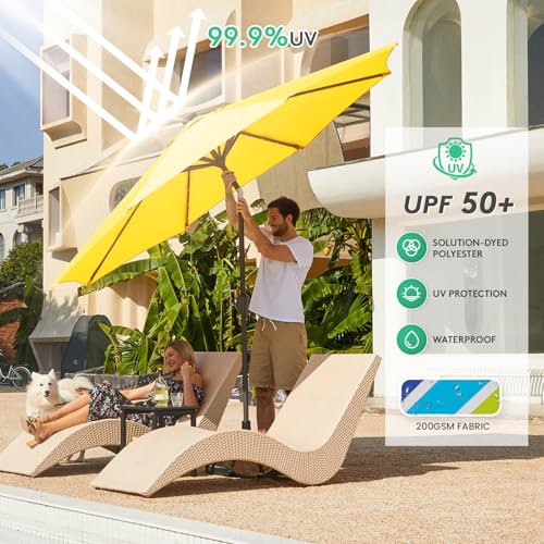 9' Patio Umbrella with Solar Lights