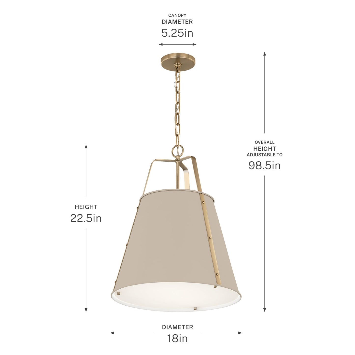 Etcher 18" 2 Light Updated Traditional Pendant with Satin Etched White Glass Diffuser in Greige and Champagne Bronze