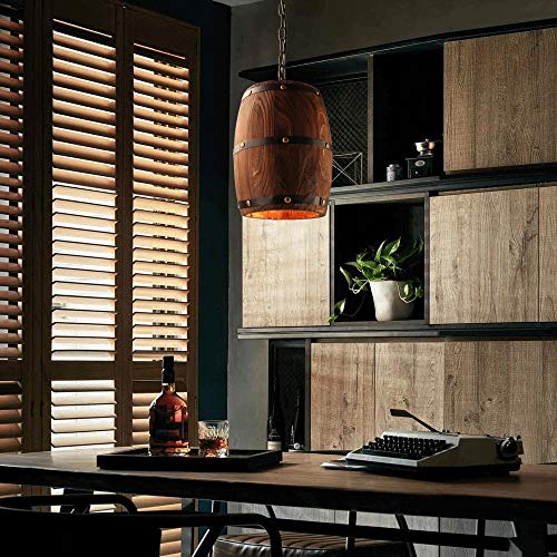 Antique Wood Wine Barrel Pendant Light