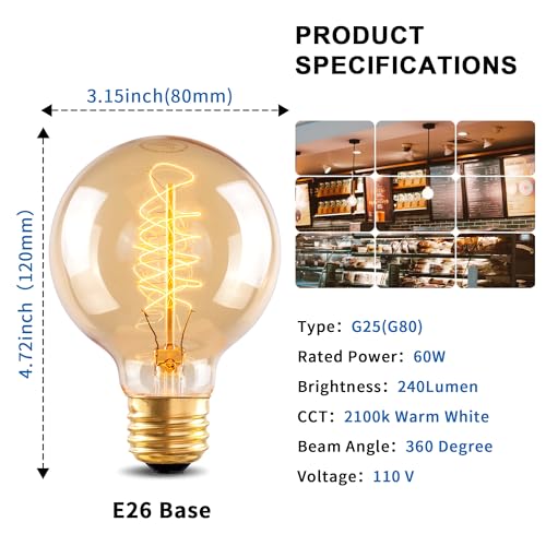 G25 Globe Edison Light Bulb (6 Count)