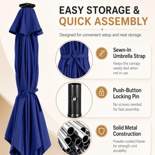 9FT Solar Patio Umbrella w