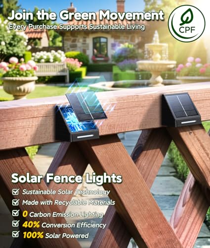 Solar Fence Lights Outdoor Waterproof 10 Pack (10 Count)