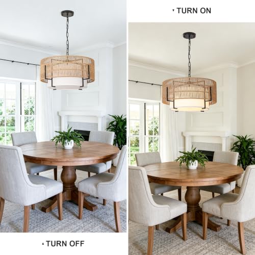 4 Light Rattan Chandelier