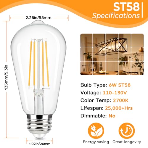 Vintage LED Edison Bulbs 60W Equivalent (8 Count)