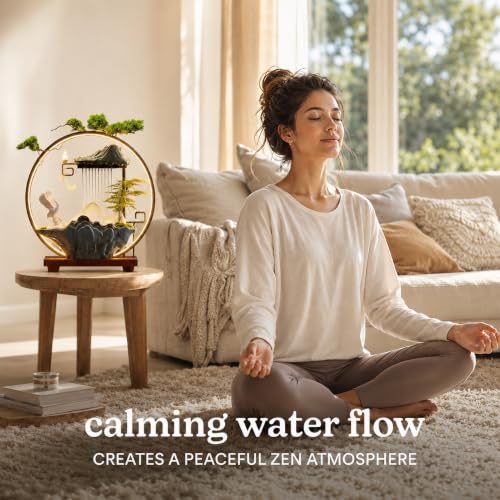 Luxury Feng Shui Zen Tabletop Fountain with Mist and LED Light