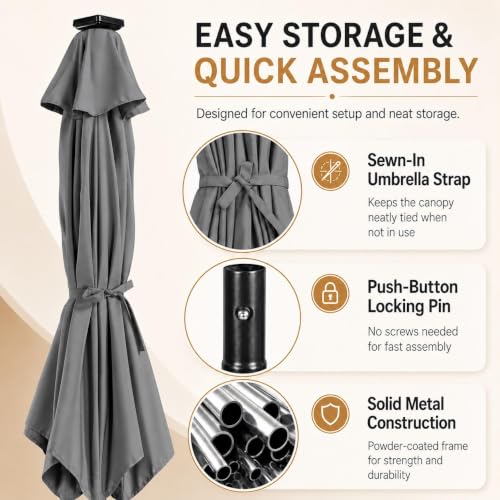 9FT Solar Patio Umbrella w