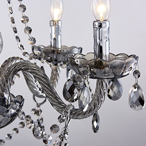 Saint Mossi Smoky Gray Crystal Chandelier with 5 Lights for Dining Room