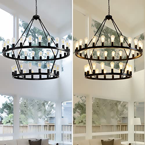 48 Inch Black Extra Large Wagon Wheel Chandelier