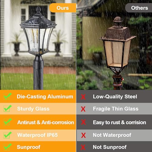 Solar Post Lights Dusk to Dawn Outdoor Solar Lamps with Pier Mount Base