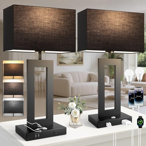 27.2’’ Tall Black Table Lamps for Living Room Bedroom (2 Count)