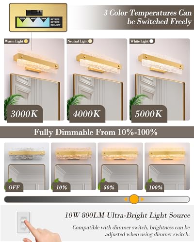 Modern LED Bathroom Vanity Light Fixture Over Mirror