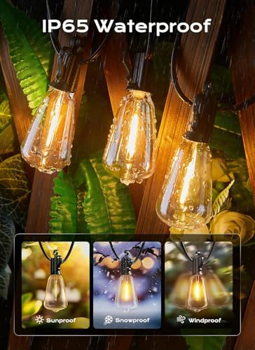 Outdoor String Lights Patio Lights 100FT ST38 Waterproof Dimmable