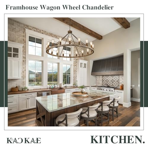Farmhouse Wagon Wheel Chandelier 47" Wooden Chandelier Light Fixture 18