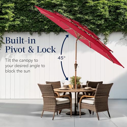 10ft 3 Tier Solar Patio Market Umbrella