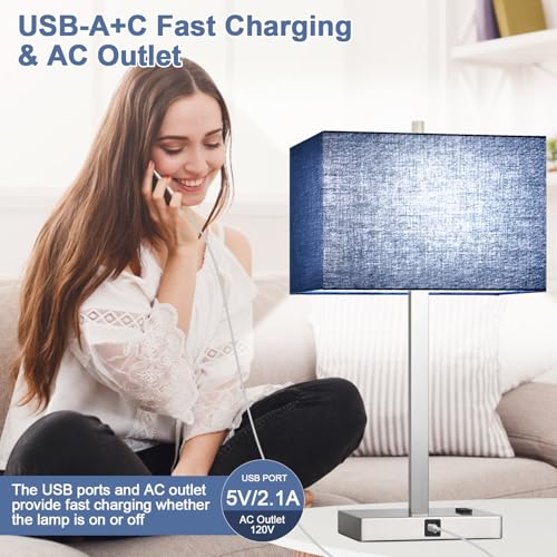 21" Set of 2 Table lamp with USB A+C & AC Outlets (2 Count)