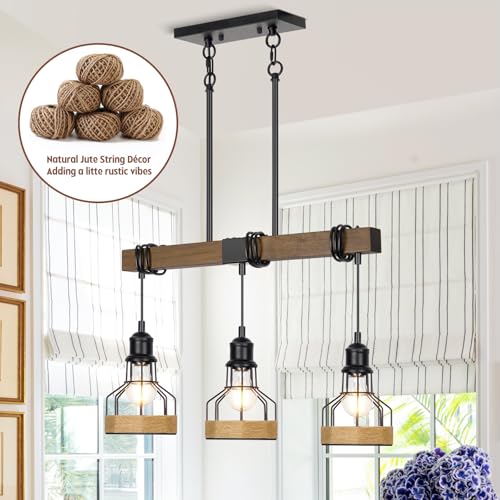 3 Light Island Light for Kitchen Over Table Chandelier Rustic