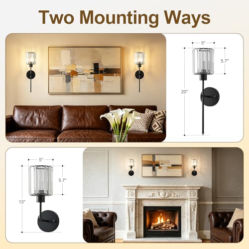 Hardwired Crystal Wall Sconces Set of 2 (2 Count)