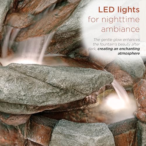 WIN1548 Outdoor Floor Cascading Stone Fountain with LED Lights