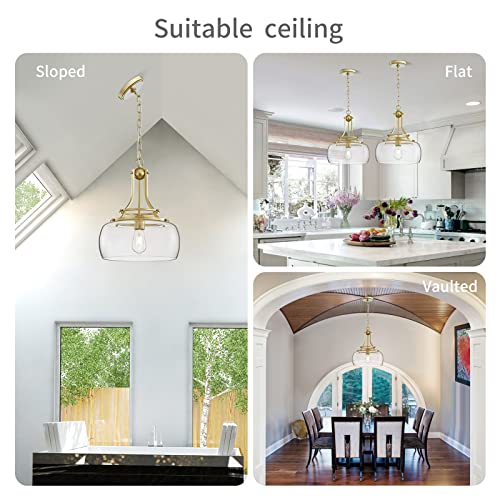 Chandelier Rustic Farmhouse Industrial Round Ceiling Pendant LED Light Fixture with Clear Glass Shades for Dining Room Kitchen Island Foyer Entryway